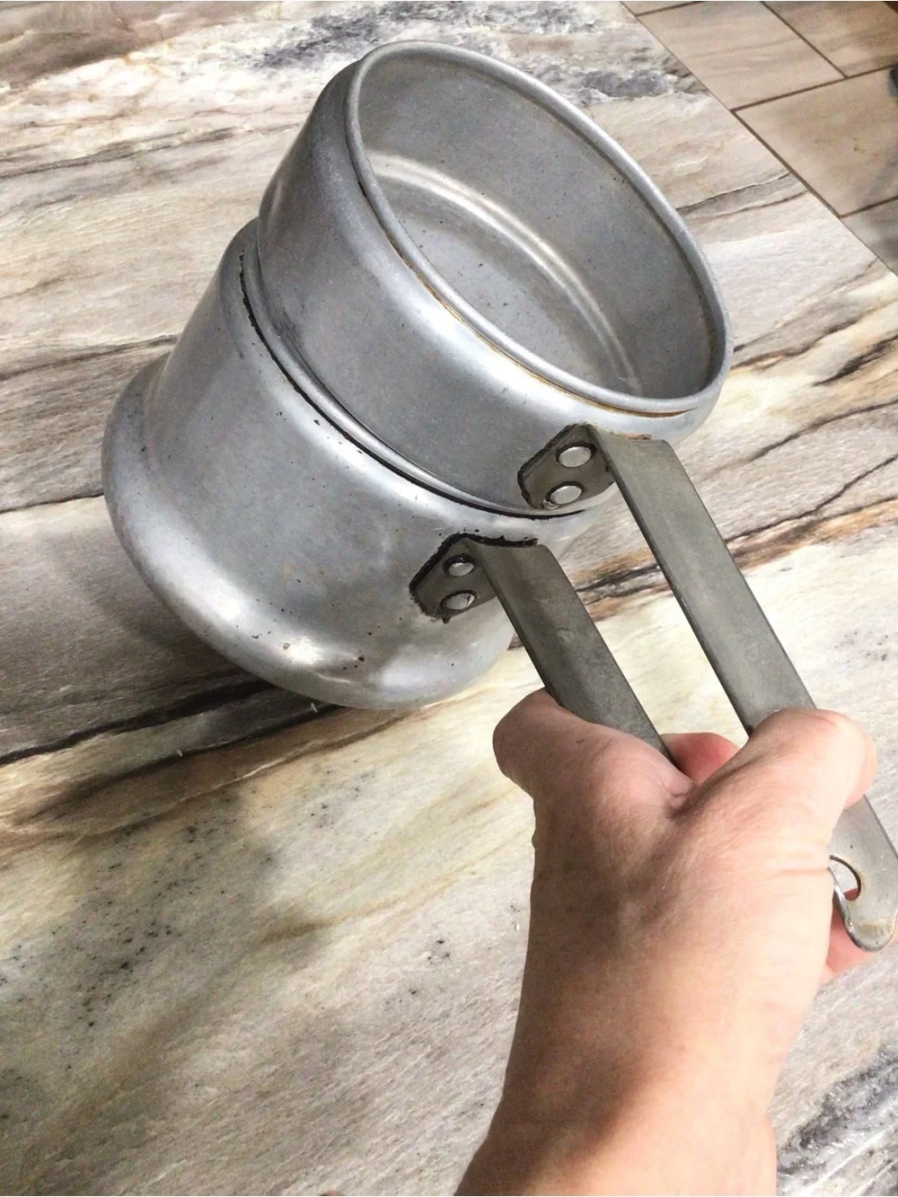 Vintage Sears Best Maid of Honor Heavy Aluminum Double Boiler 1.5 Qt No Lid